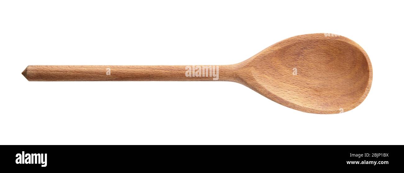 Wooden spoon on white background Stock Photo - Alamy