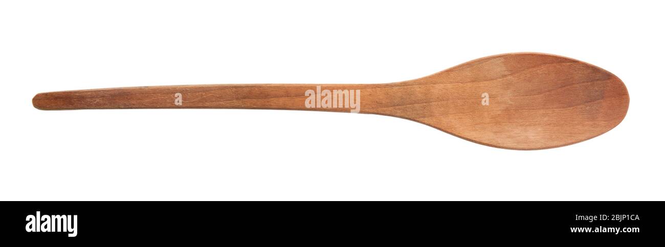 Wooden spoon on white background Stock Photo - Alamy