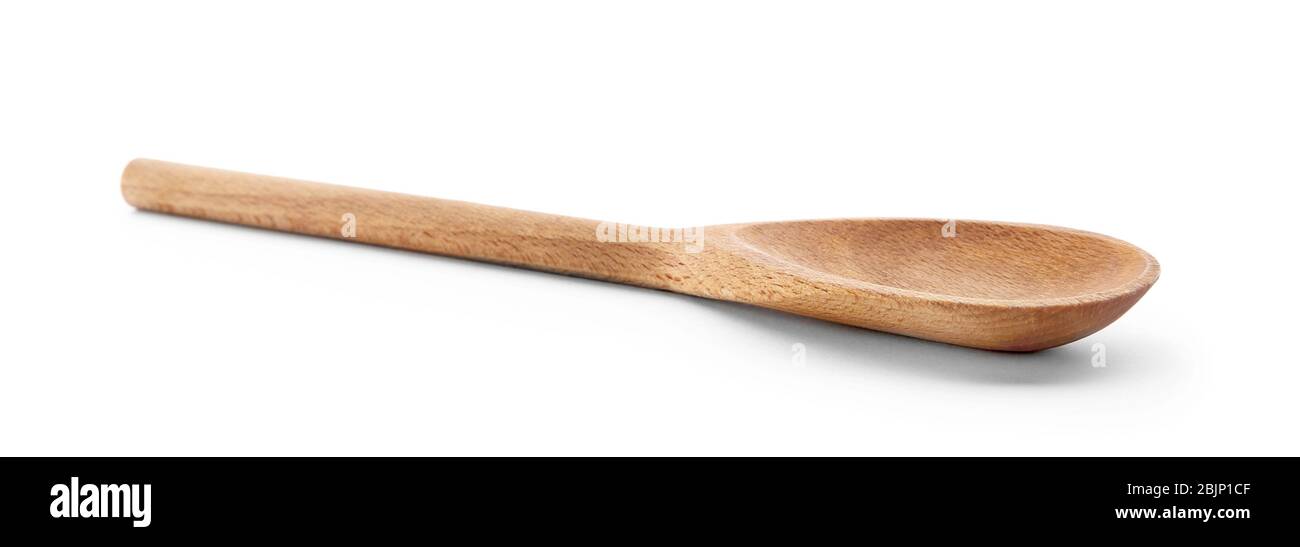 Wooden spoon on white background Stock Photo - Alamy