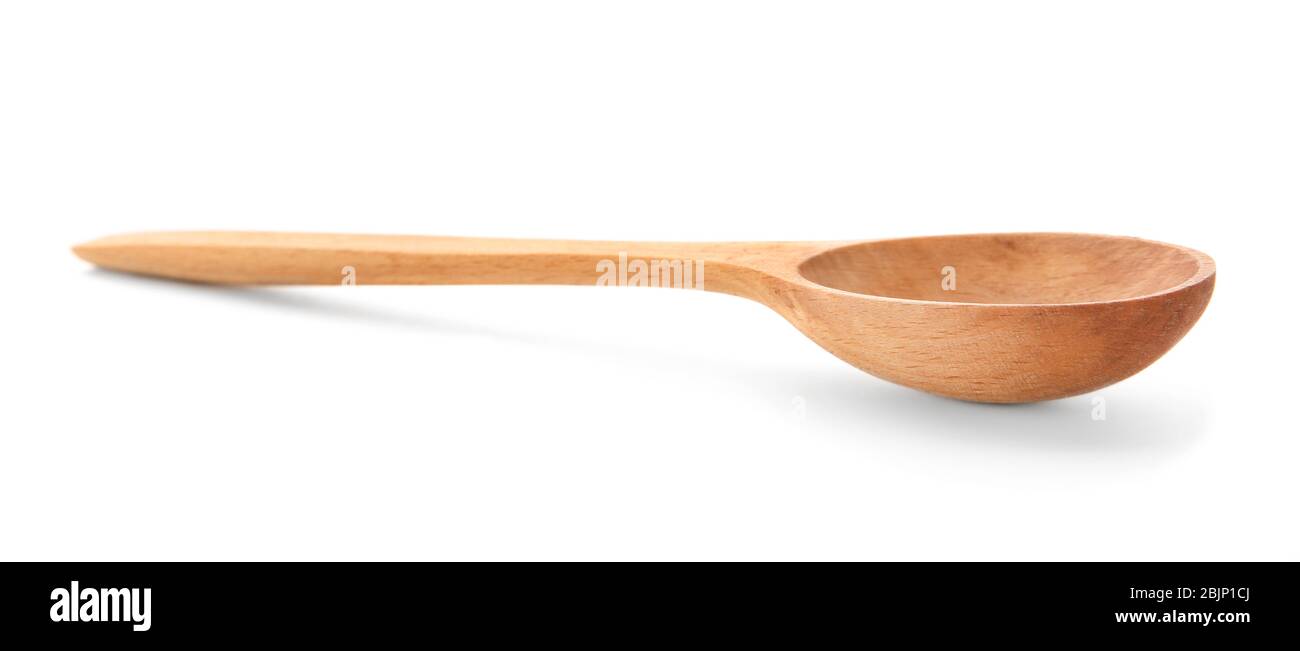 Wooden spoon on white background Stock Photo - Alamy