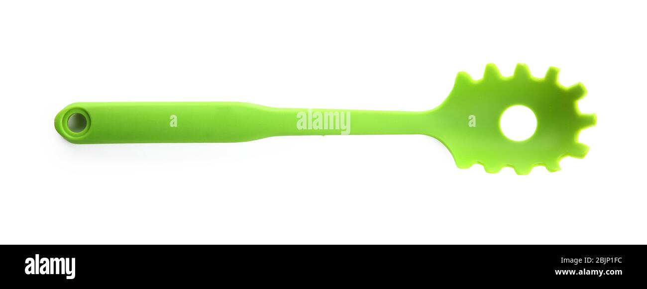 Plastic pasta fork on white background Stock Photo Alamy