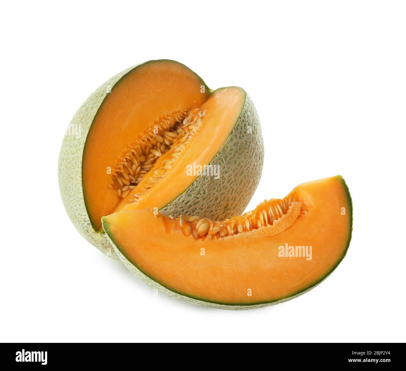Ripe melon on white background Stock Photo Alamy