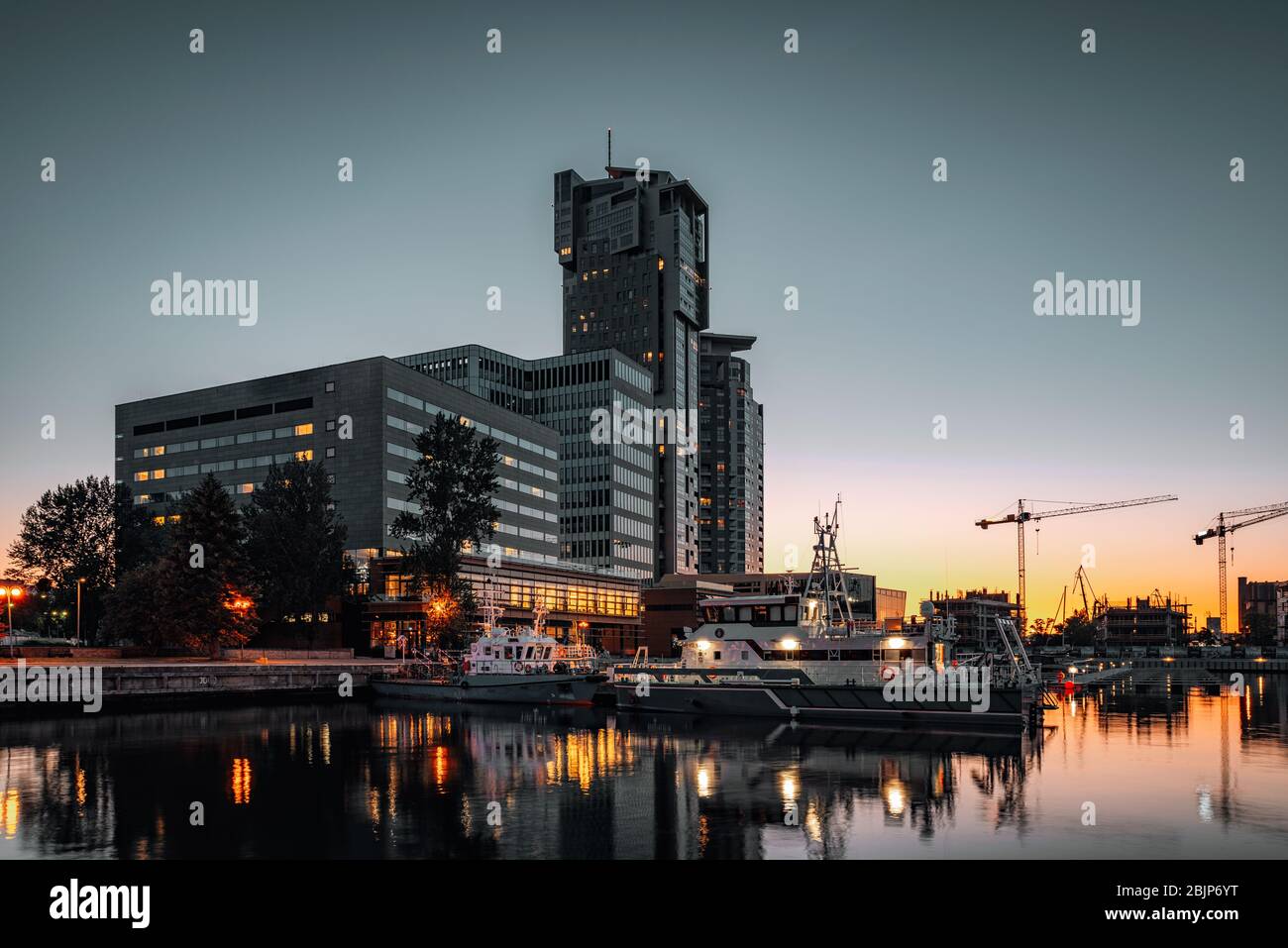 Gdynia evening view of the Sea Towers Stock Photo
