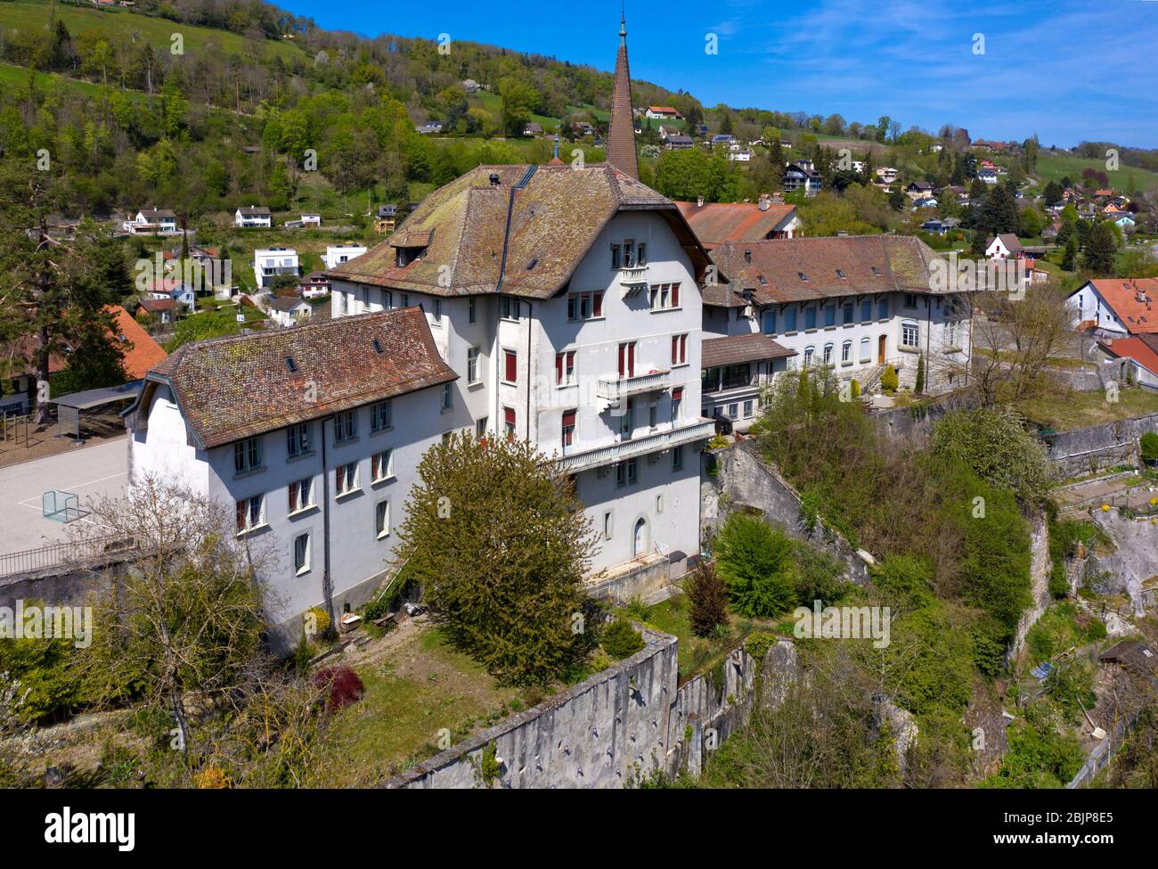 Carrouge Castle, Chateau de Carrouge, district Le Bourg, Moudon, canton of Vaud, Switzerland. Stock Photo