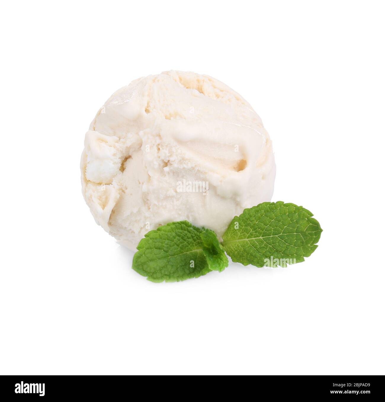 Scoop of caramel ice cream with mint, isolated on white Stock Photo - Alamy