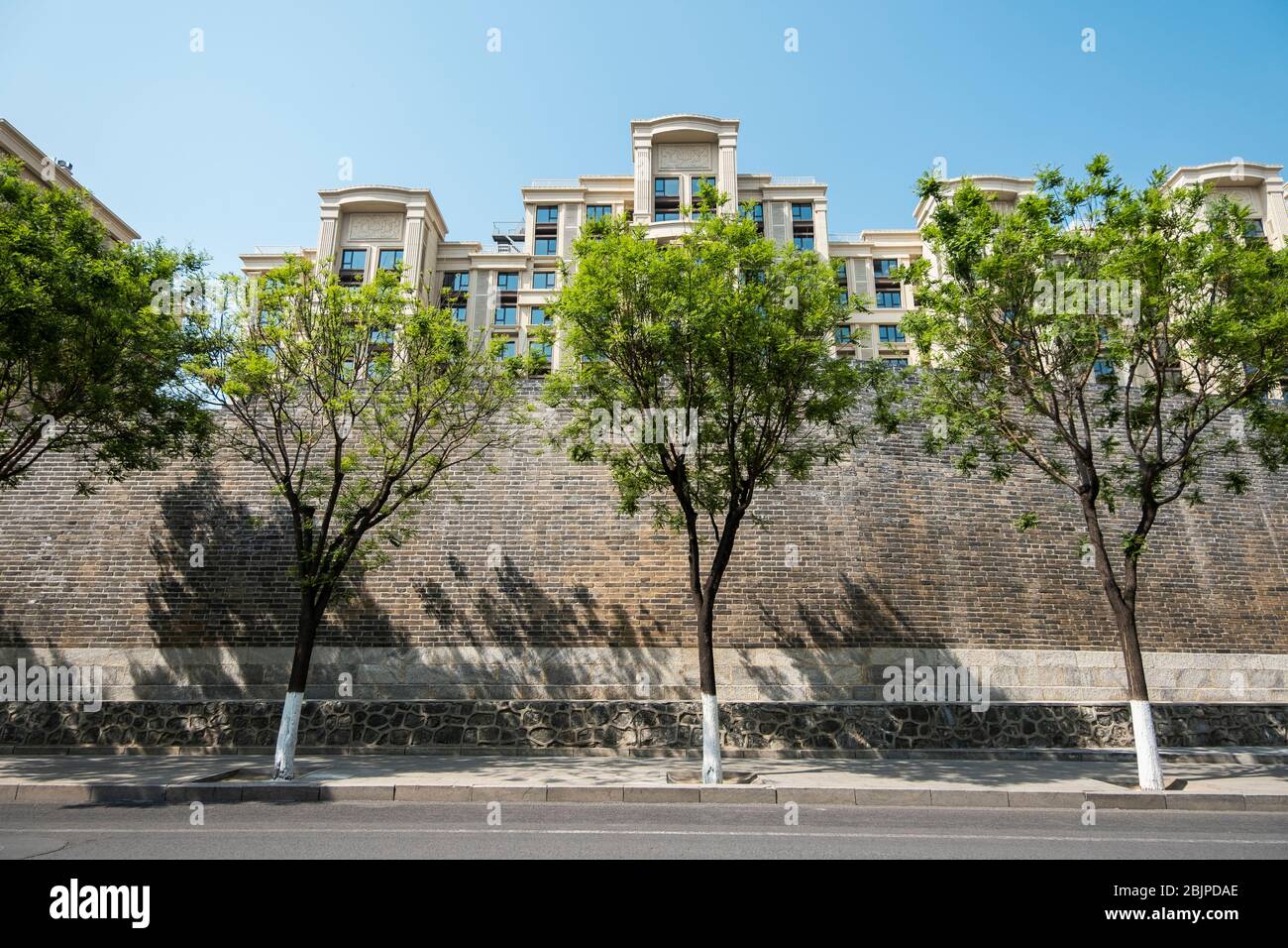 Residential area under blue sky and white clouds Stock Photo - Alamy