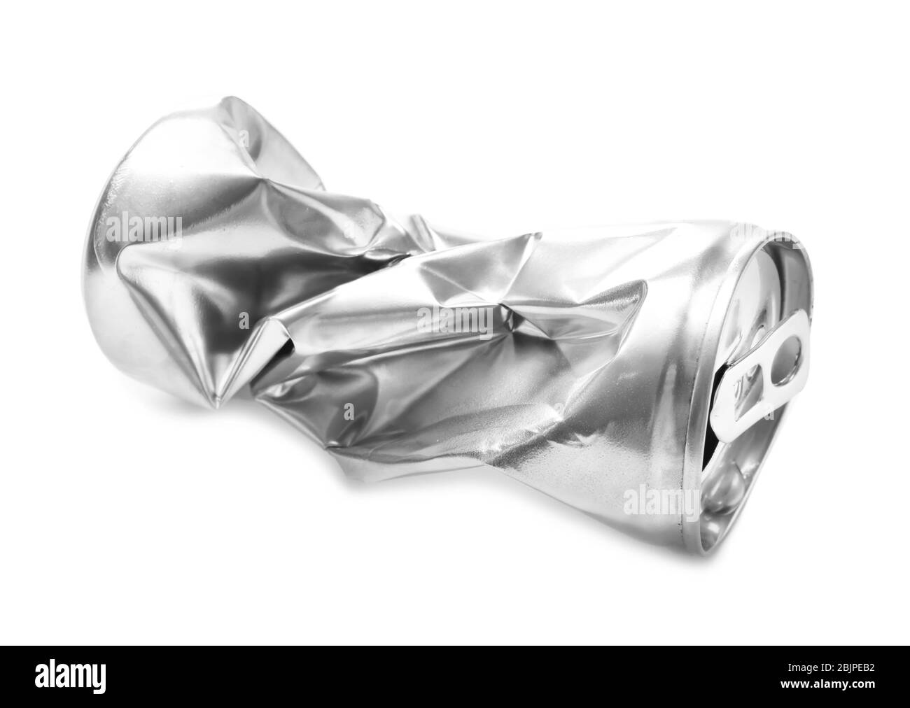 Crumpled empty can on white background Stock Photo