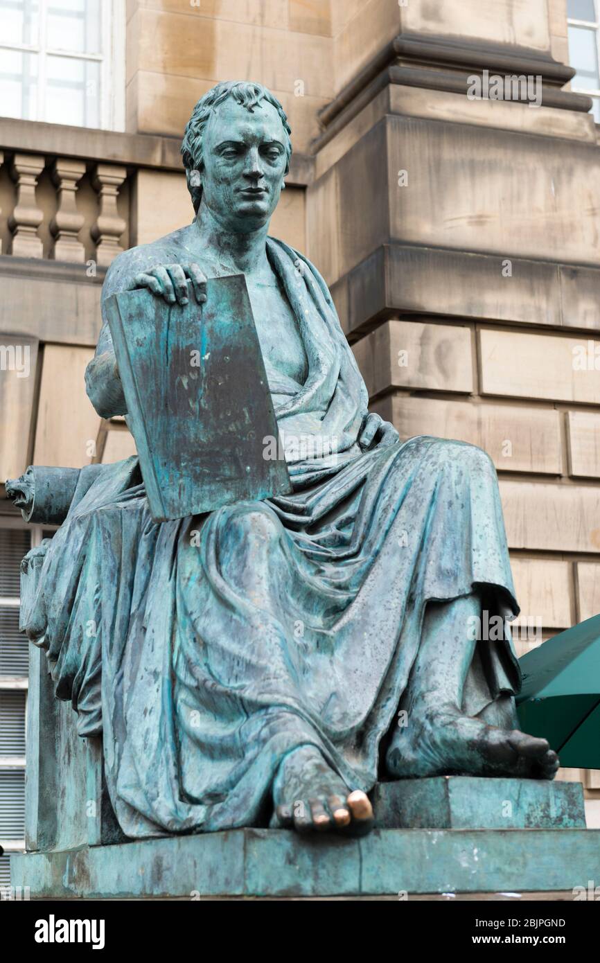 Statue of David Hume on the Royal Mile, Edinburgh, UK Stock Photo