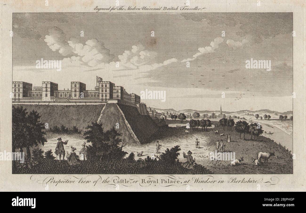 View of the Castle or Royal Palace at Windsor, Berkshire. BURLINGTON 1779 Stock Photo