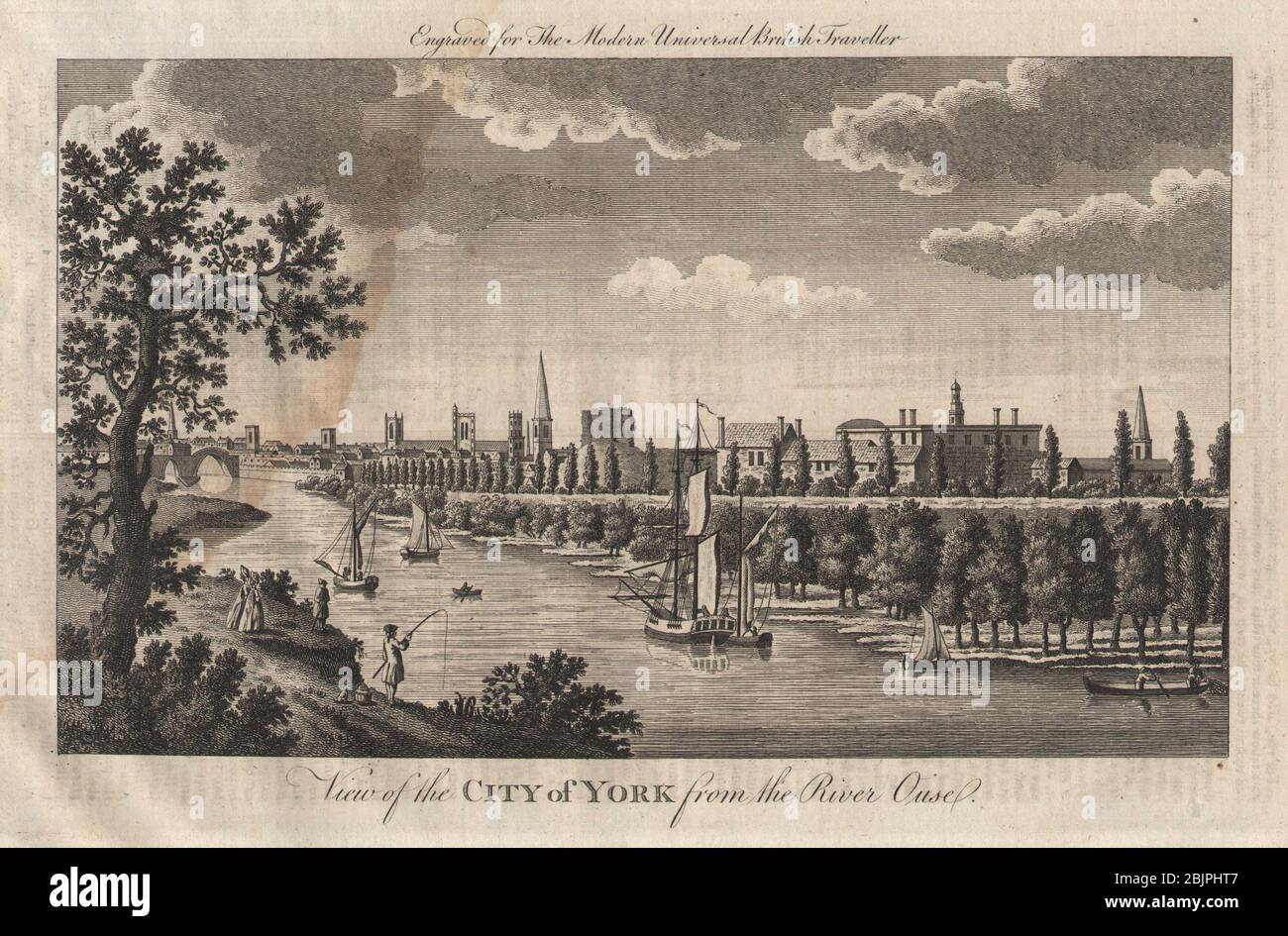 View of the city of York from the River Ouse. Yorkshire. BURLINGTON 1779 print Stock Photo