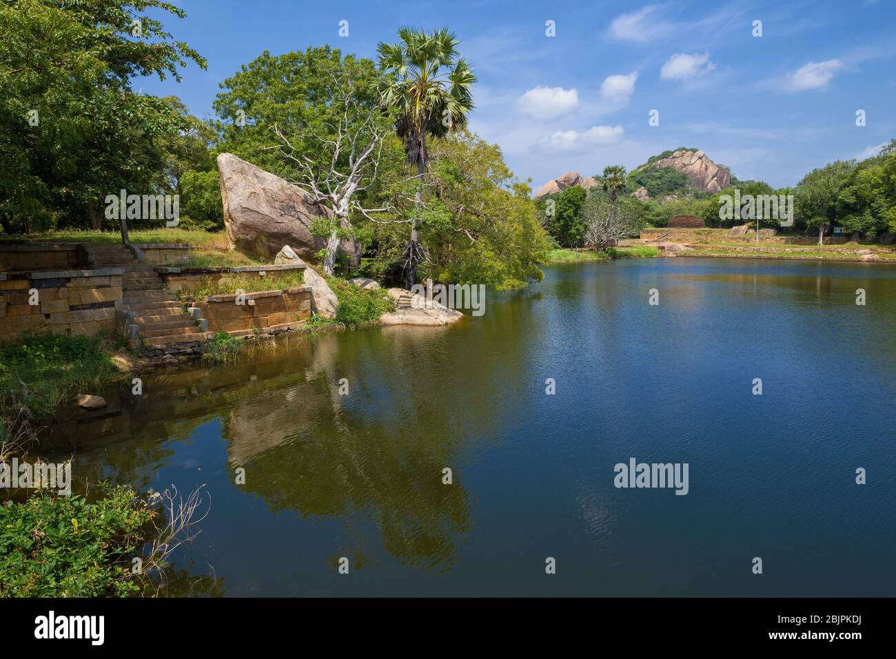 Sunny day at the Black Water Pond (Kaludiya Pokuna). Mihintale, Sri