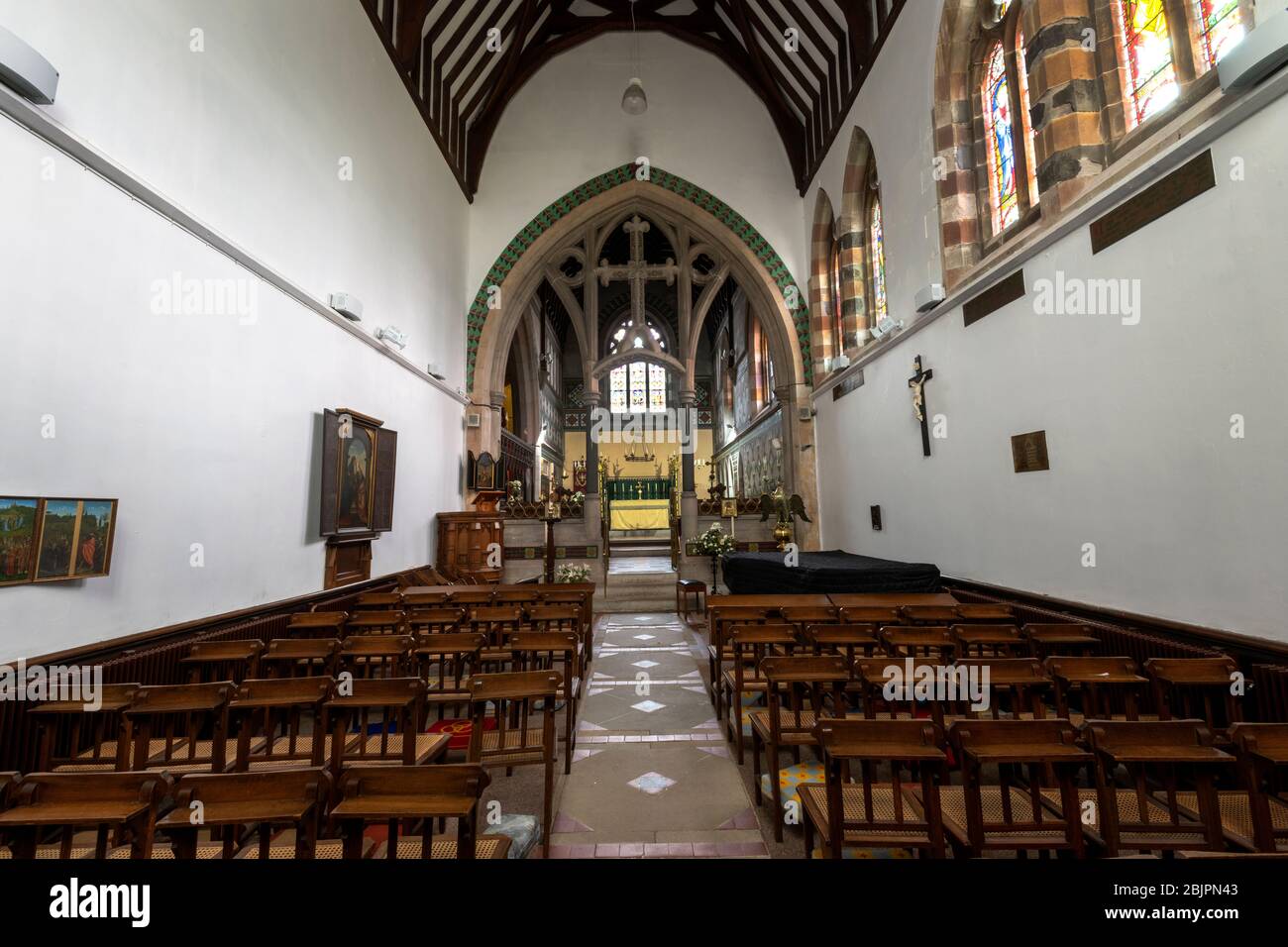 The interior of the Cathedral of the Isles (Scottish Episcopal Church) - Britain's Smallest cathedral - Millport, Isle of Cumbrae, Ayrshire, Scotland, Stock Photo