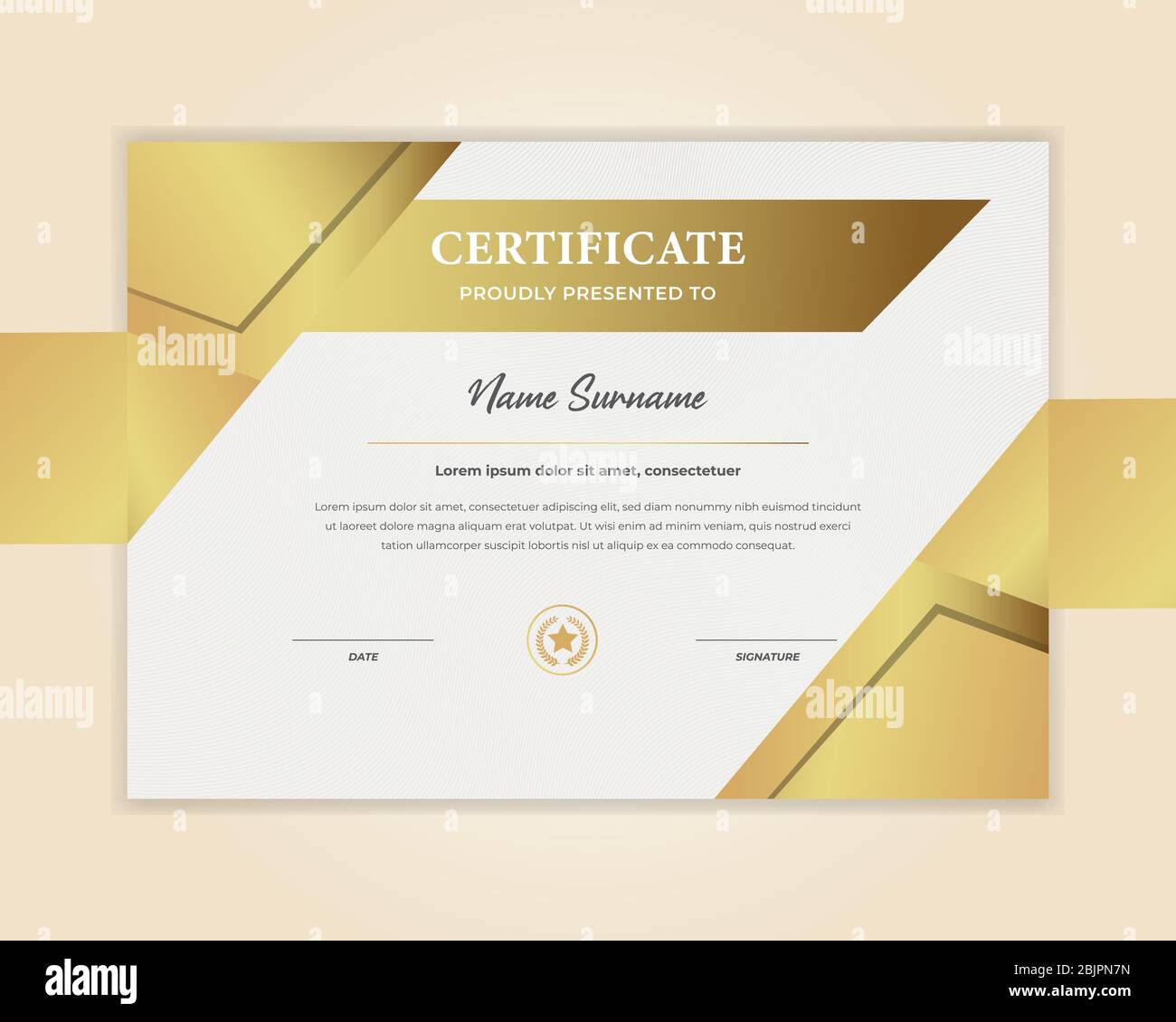 Gold gradient certificate template with luxury badge and modern shape ...