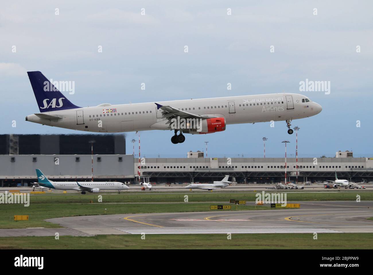 OY-KBB SAS - Scandinavian Airlines, Airbus A321-232 at Malpensa (MXP / LIMC), Milan, Italy Stock Photo
