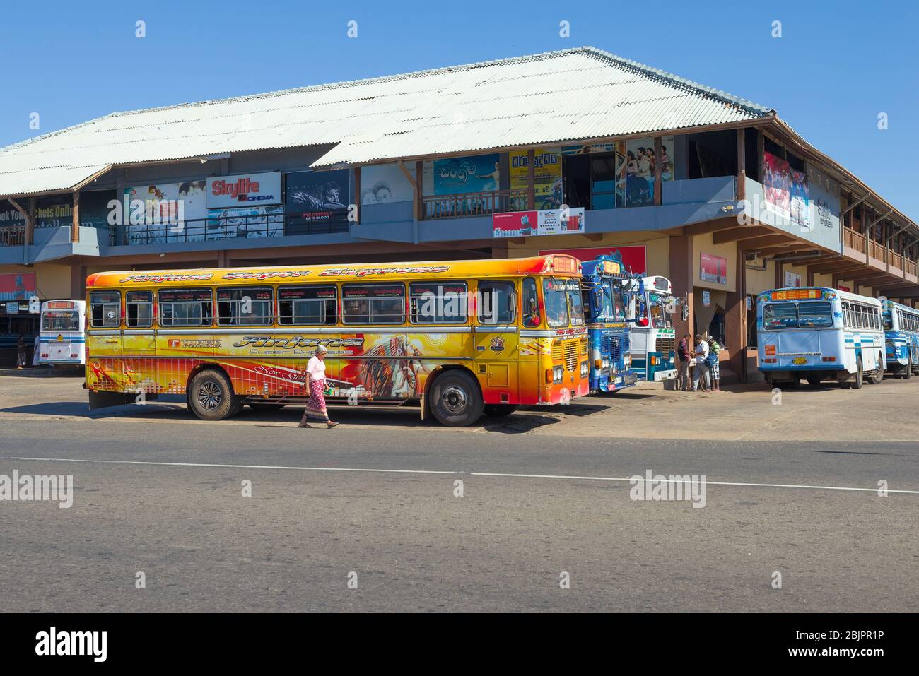 MATARA, SRI LANKA - FEBRUARY 17, 2020: Sunny day at the building of the city bus station Stock Photo