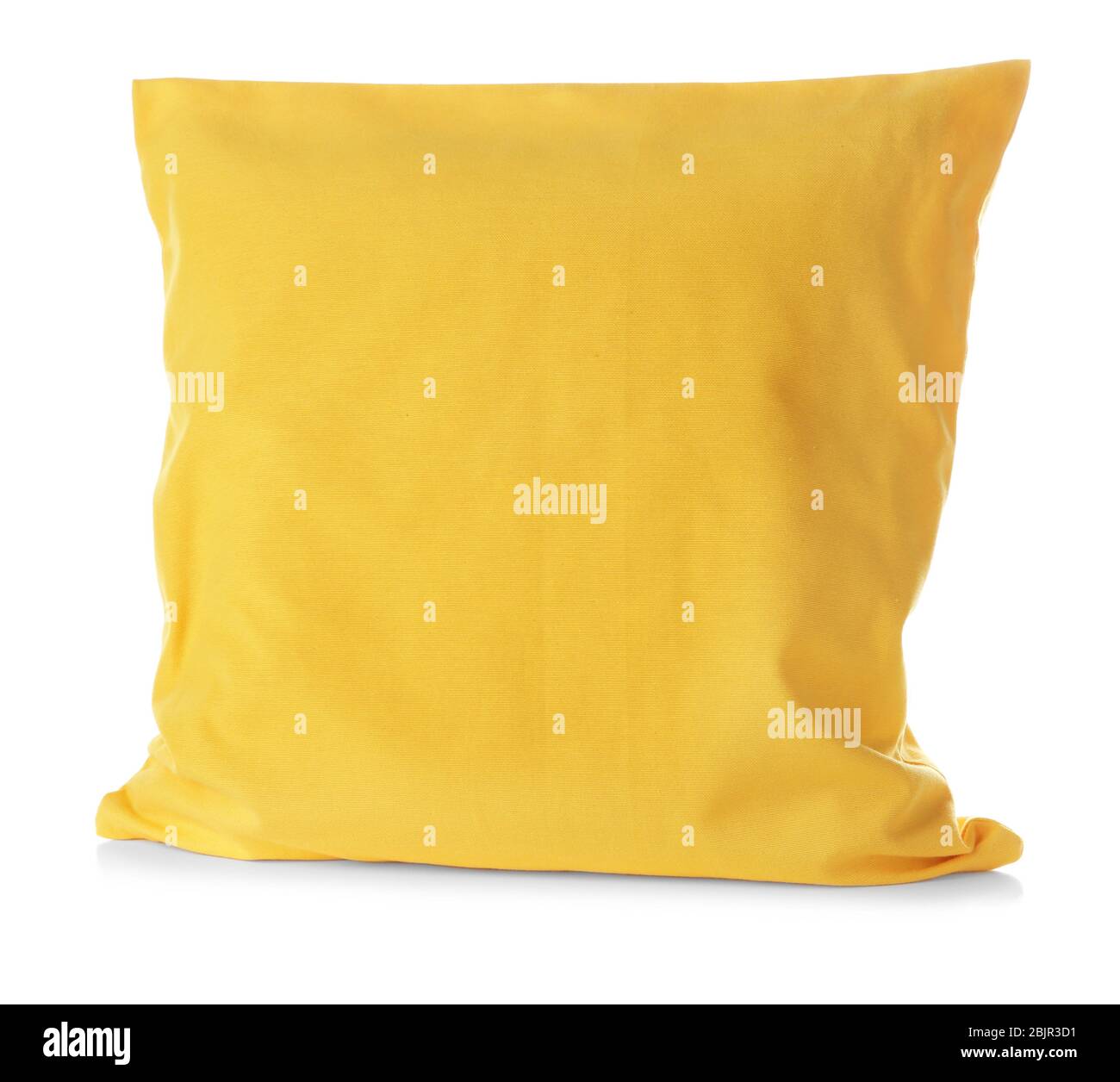 Soft yellow pillow, isolated on white Stock Photo