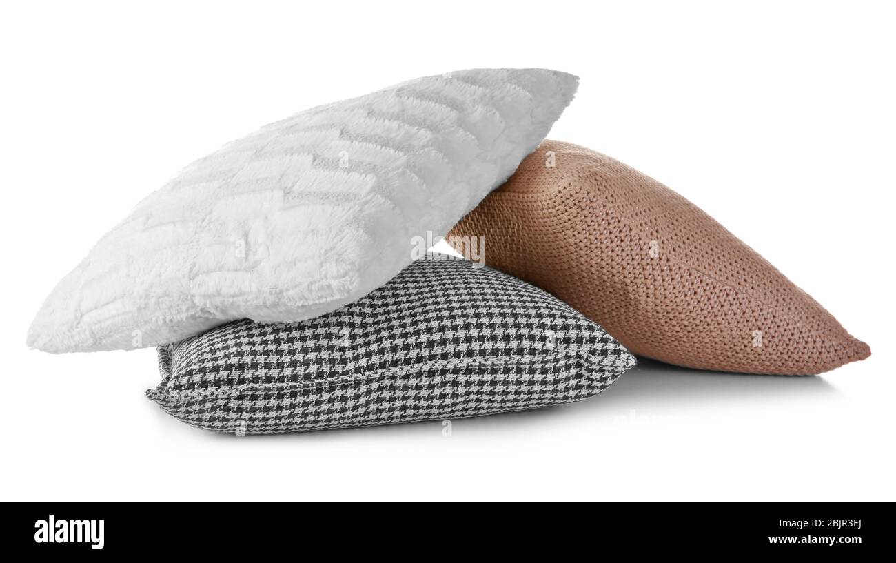 Soft pillows, isolated on white Stock Photo