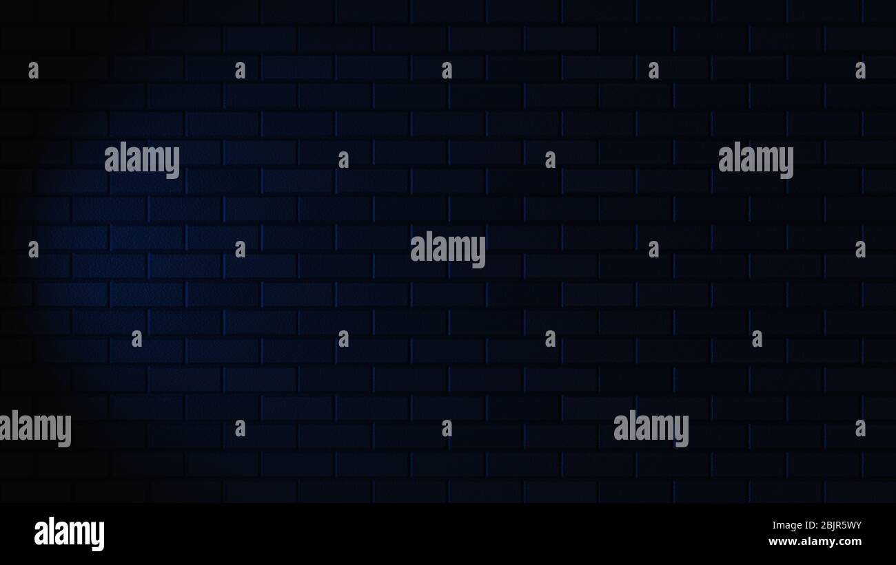 Empty brick wall with blue neon light with copy space. Lighting effect ...