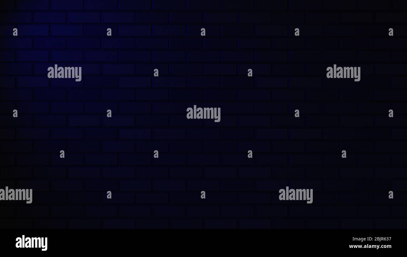Empty brick wall with blue neon light with copy space. Lighting effect ...