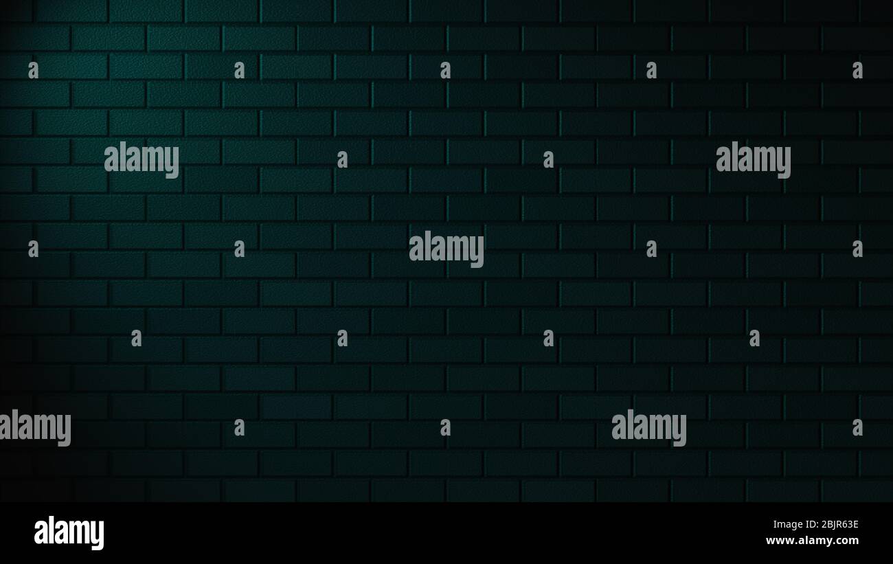 Empty brick wall with blue neon light with copy space. Lighting effect ...