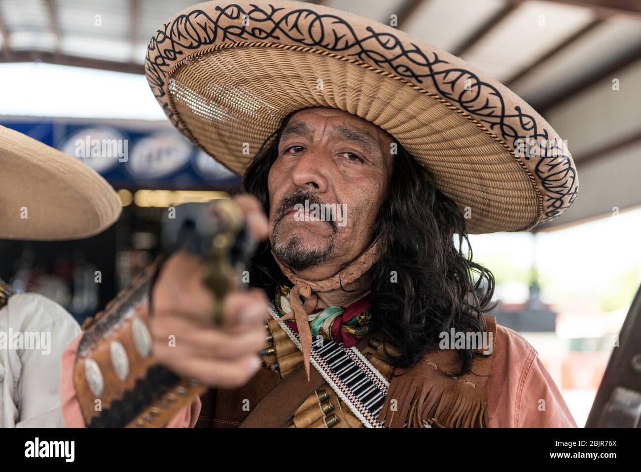 Carlos Lara of the Los Liberadores group at the Zapata County Fair in