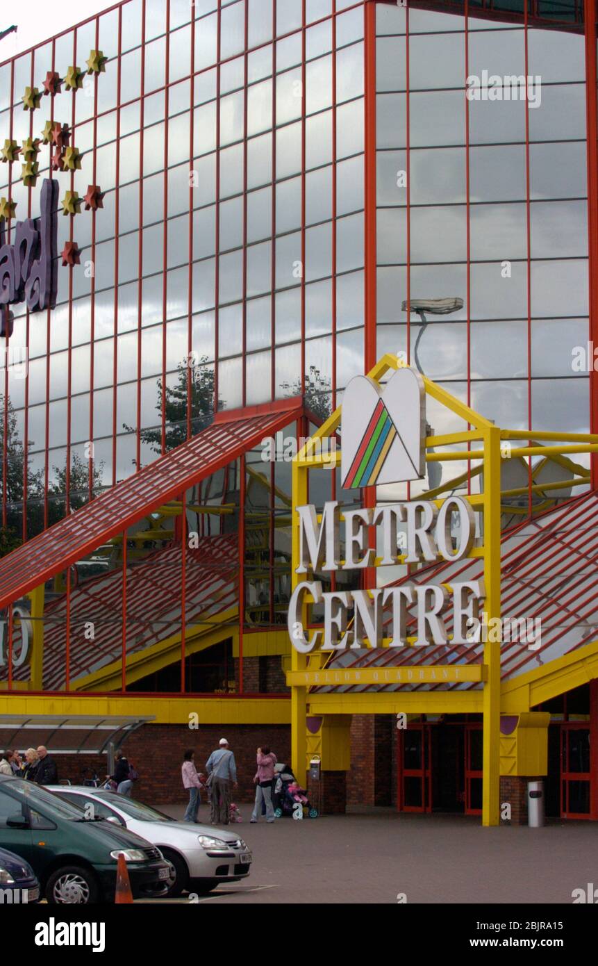 Yellow quadrant entrance Metro Centre Gateshead Tyneside UK Stock Photo