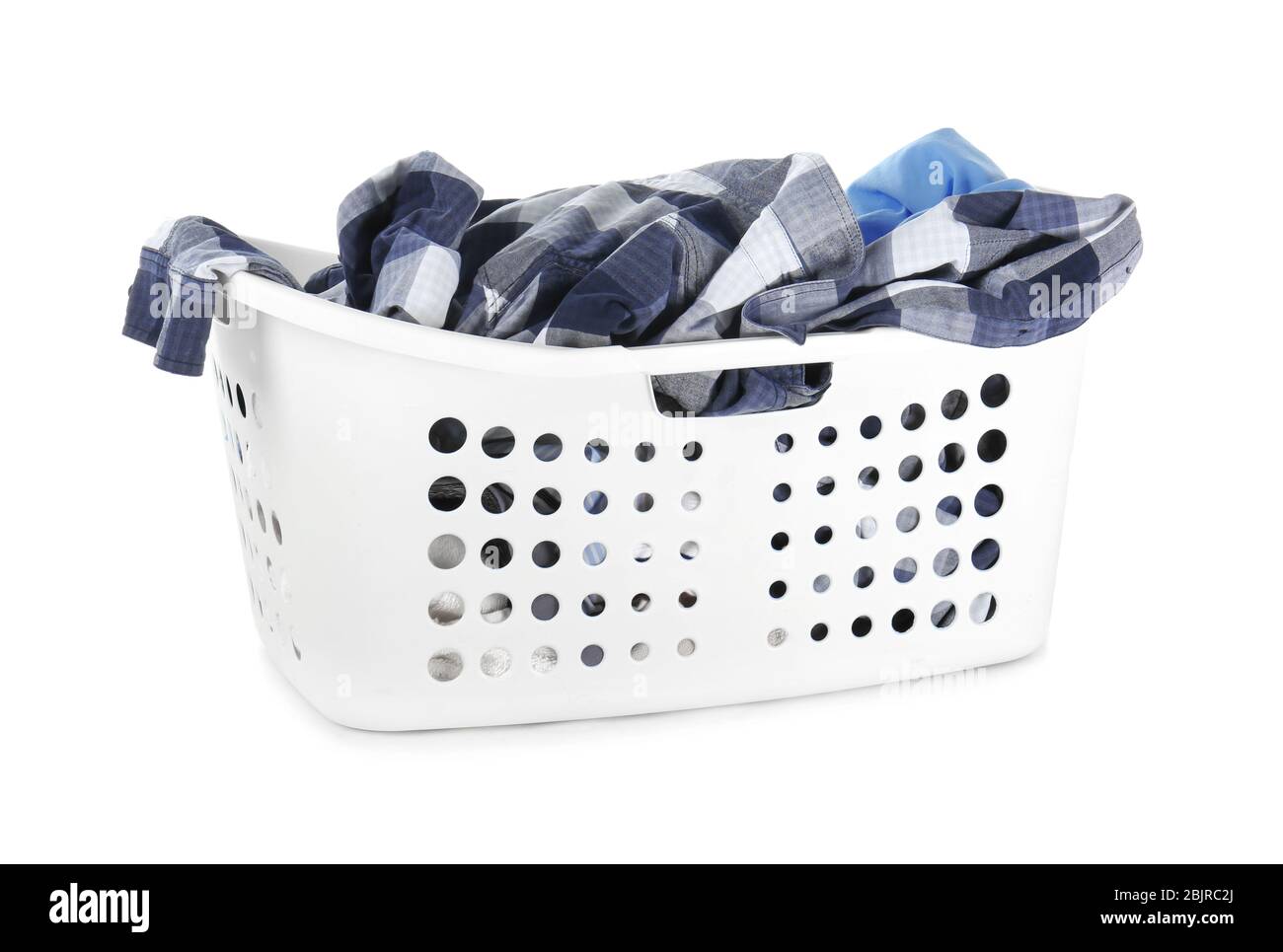 Dirty laundry in basket, isolated on white Stock Photo Alamy