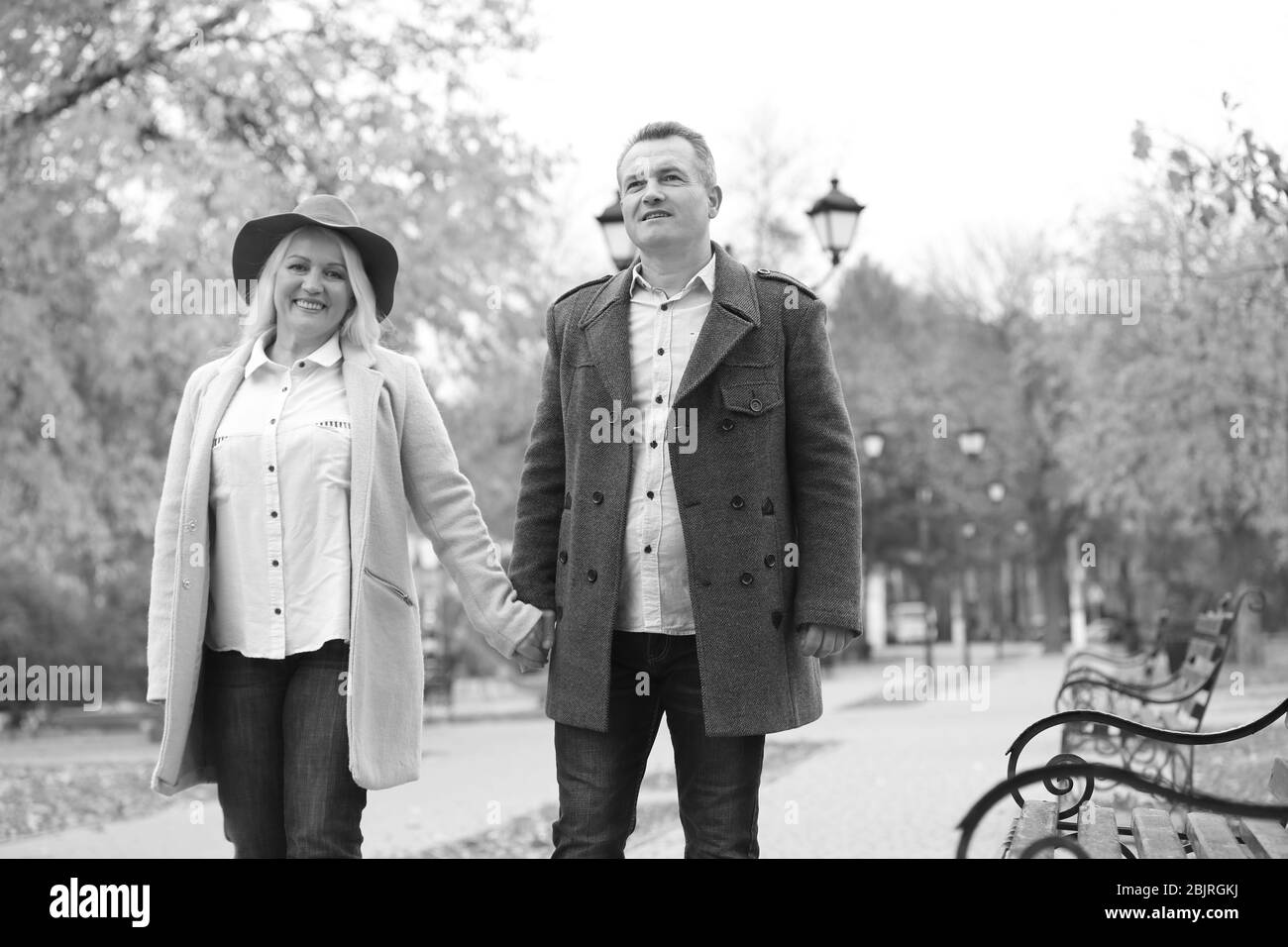 Romantic attractive mature couple Black and White Stock Photos & Images ...