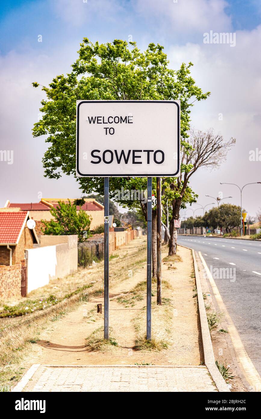 Soweto Townships town sign in Johannesburg, South Africa at a sunny day