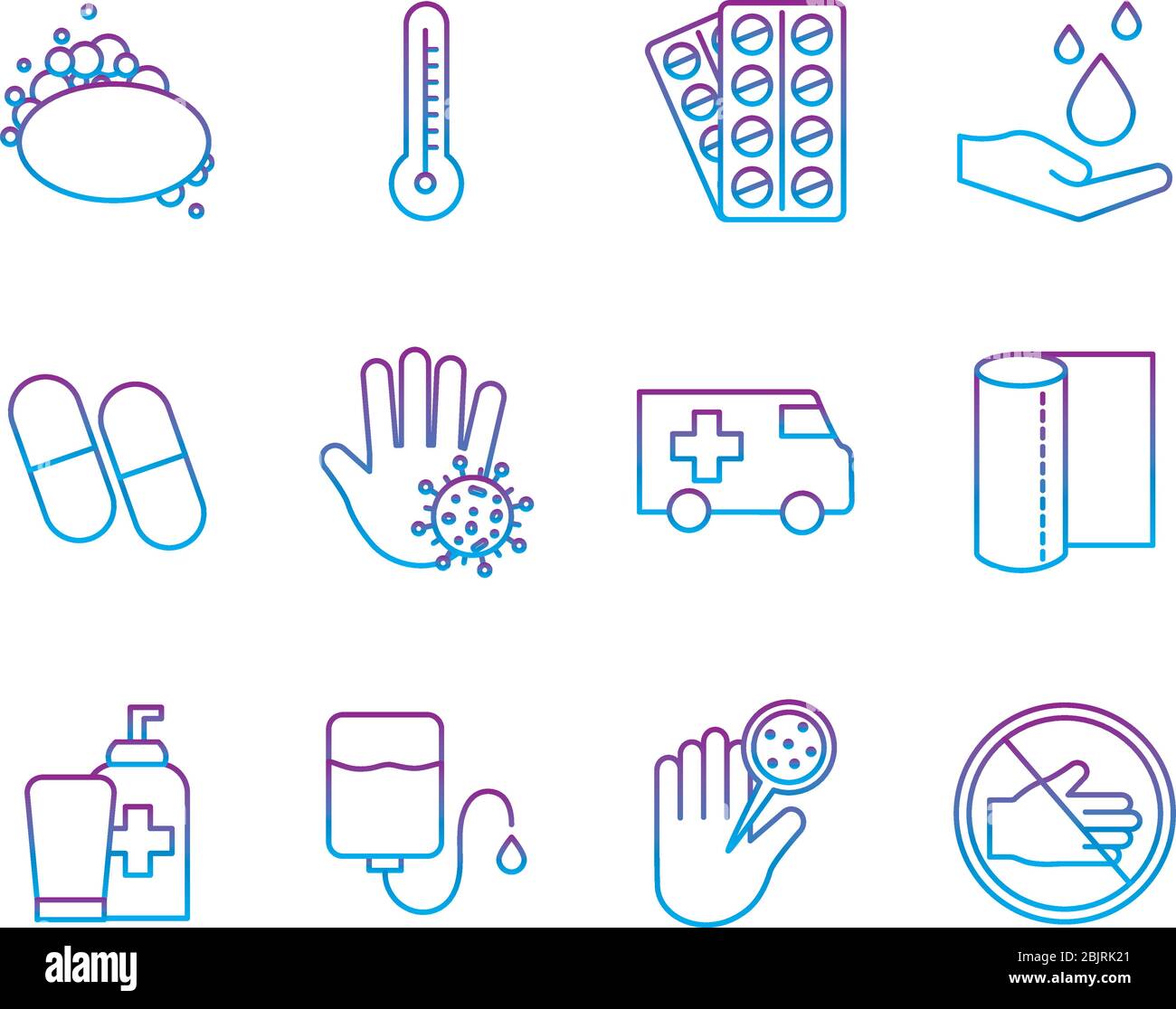 Covid 19 virus gradient line style icon set vector design Stock Vector ...