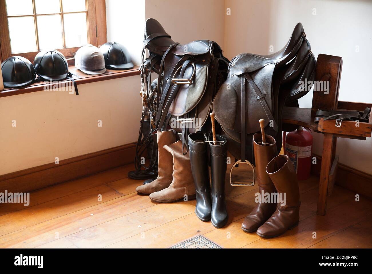 Saddles, riding boots, saddlery and 