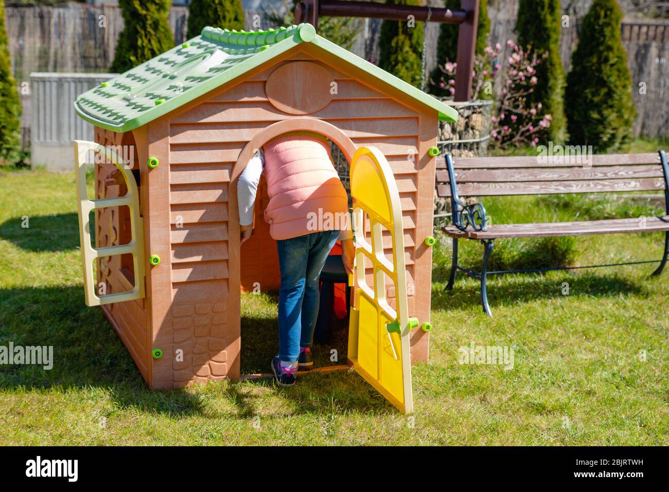 children's garden house with slide
