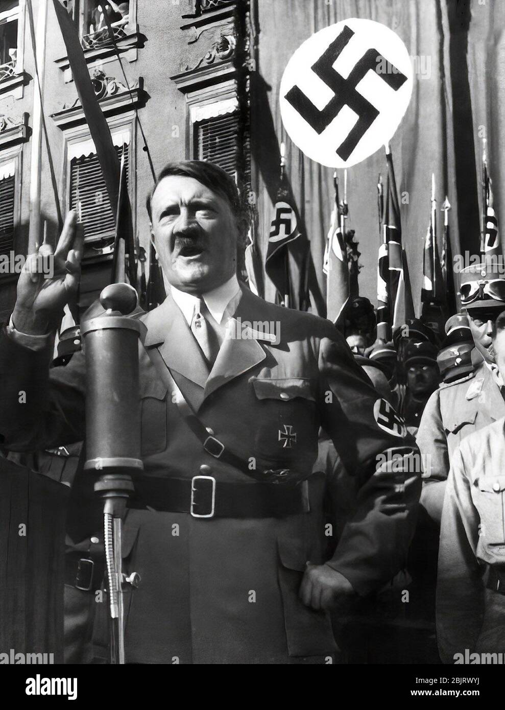 Adolf Hitler addresses crowds in his speech in Germany Stock Photo
