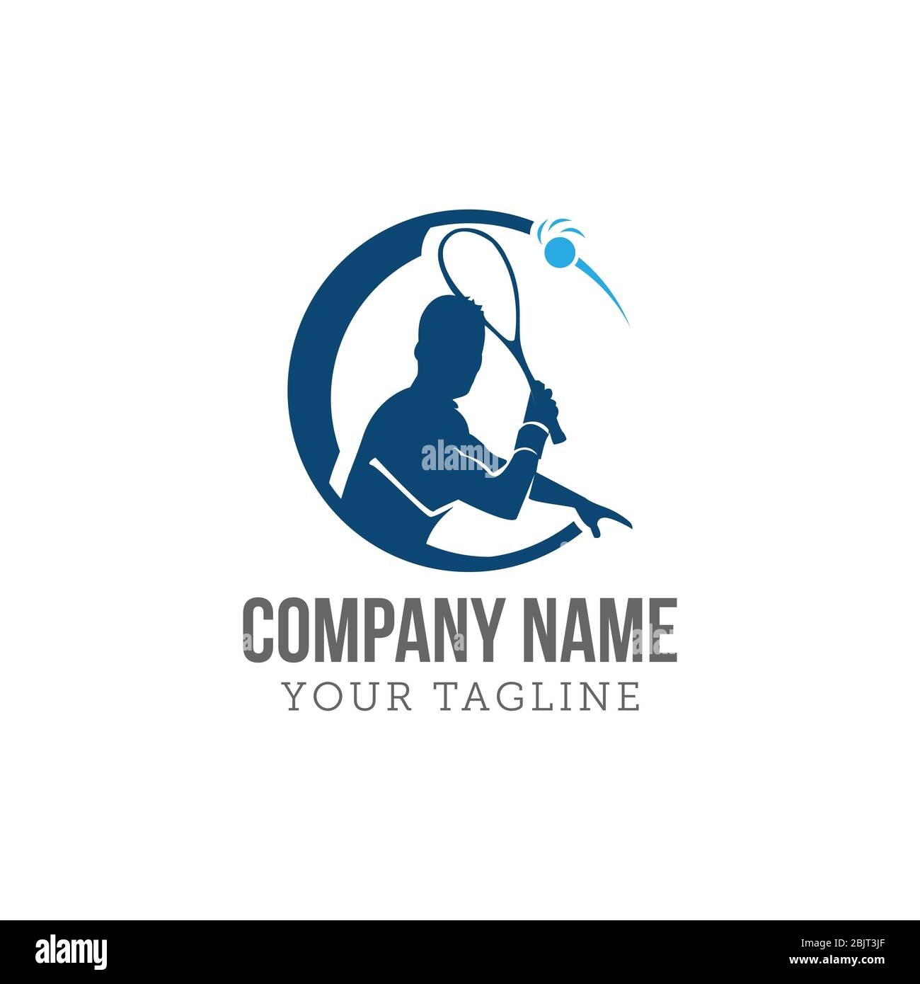 tennis player stylized vector silhouette, emblem or logo template Stock Image & - Alamy