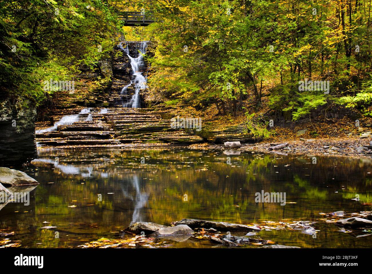 Small waterfall at Buttermilk Falls in Ithaca New York, USA. Stock Photo