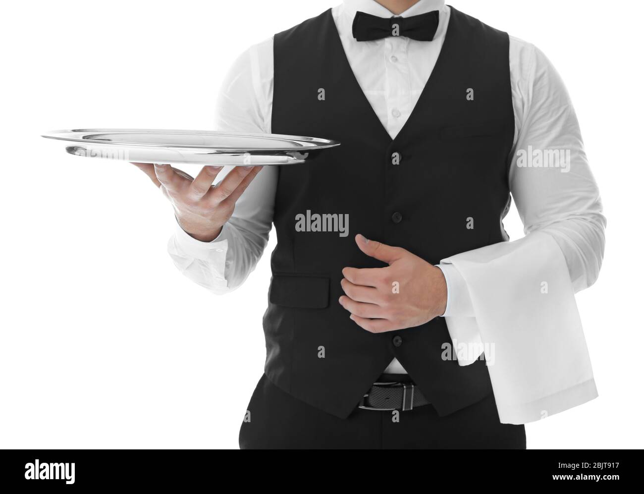 Hands waiter empty tray hi-res stock photography and images - Alamy