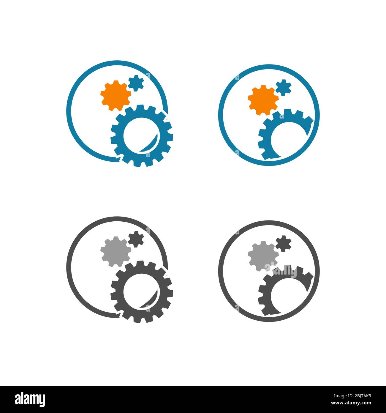 Settings icon. Blue gears. Functions symbol Stock Vector