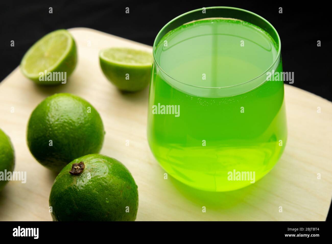 limes juice, lemonade in a glass glass. Healthy lifestyle and detox conceptual background Stock Photo