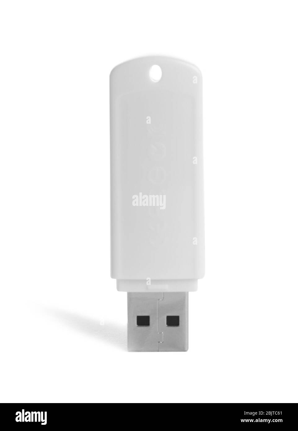 Blank USB flash drive on white background. Mockup for design Stock
