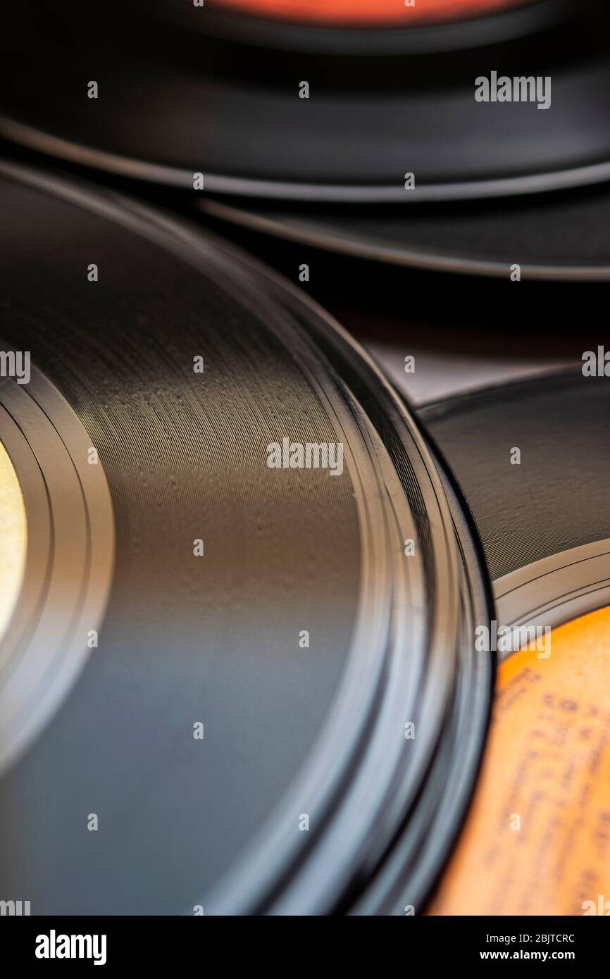 Pile of seven inch vinyl records Stock Photo Alamy