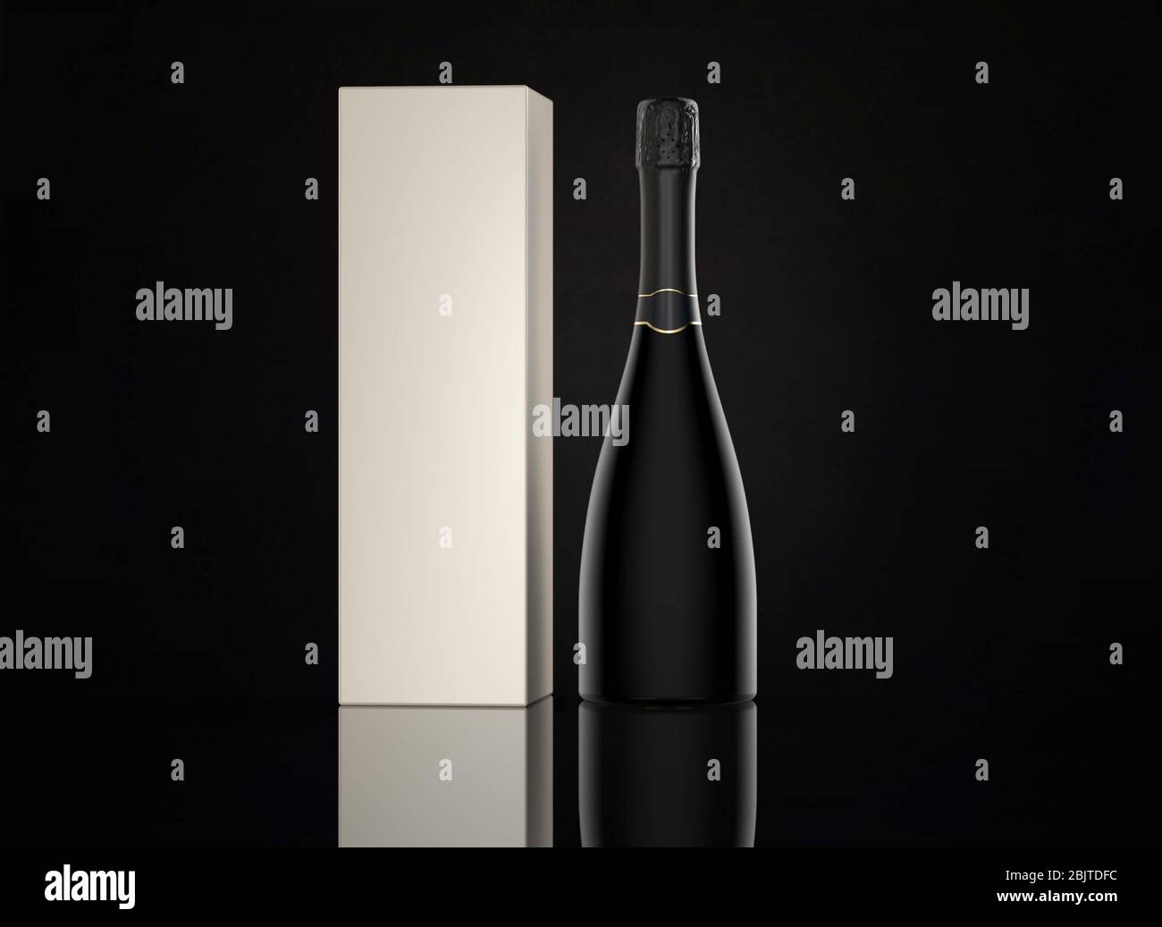 Download Champagne Bottle On Black Background With Box For Mockup Packshot 3d Rendering Stock Photo Alamy