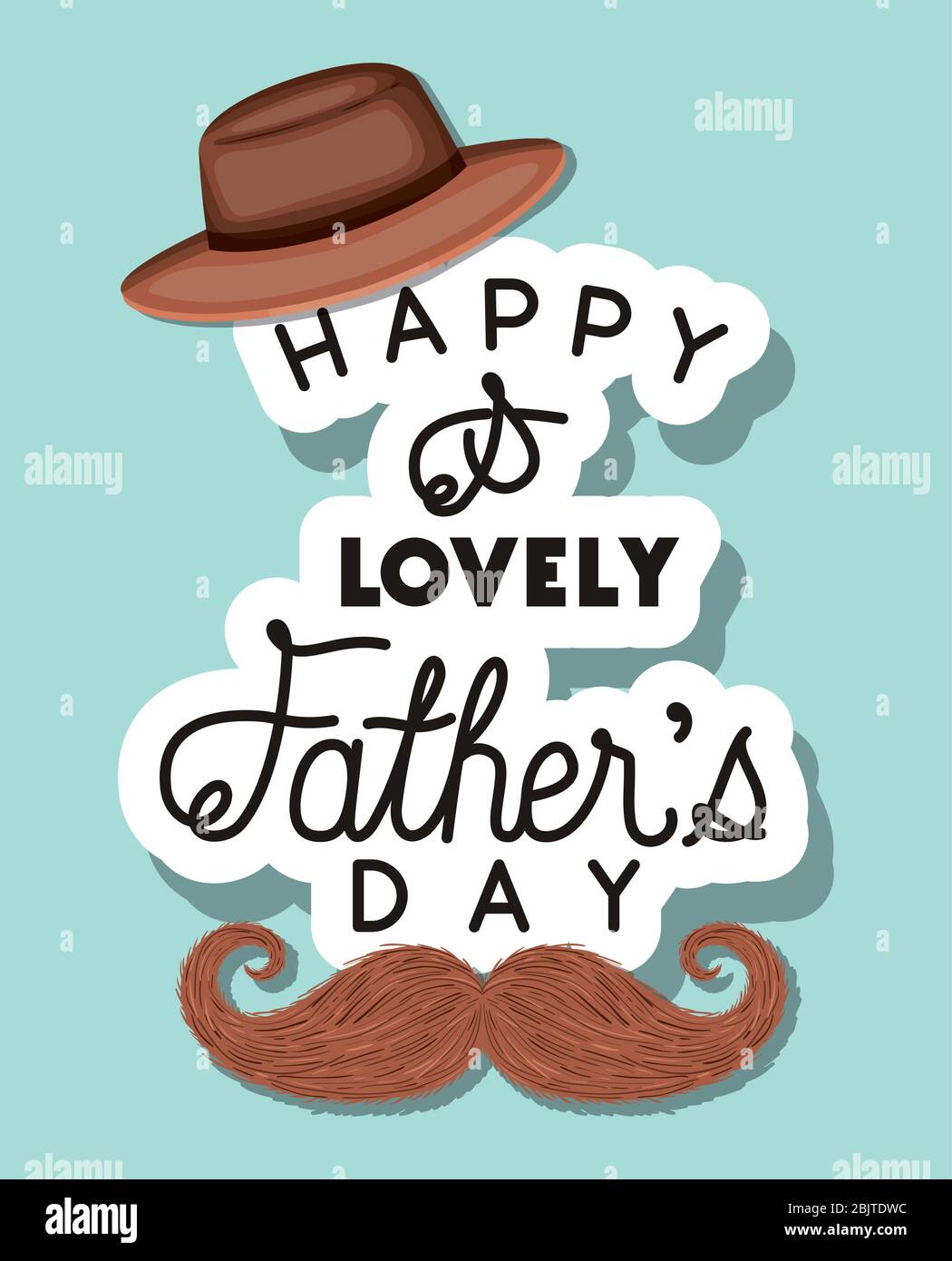 Happy and lovely fathers day mustache and hat vector design Stock ...