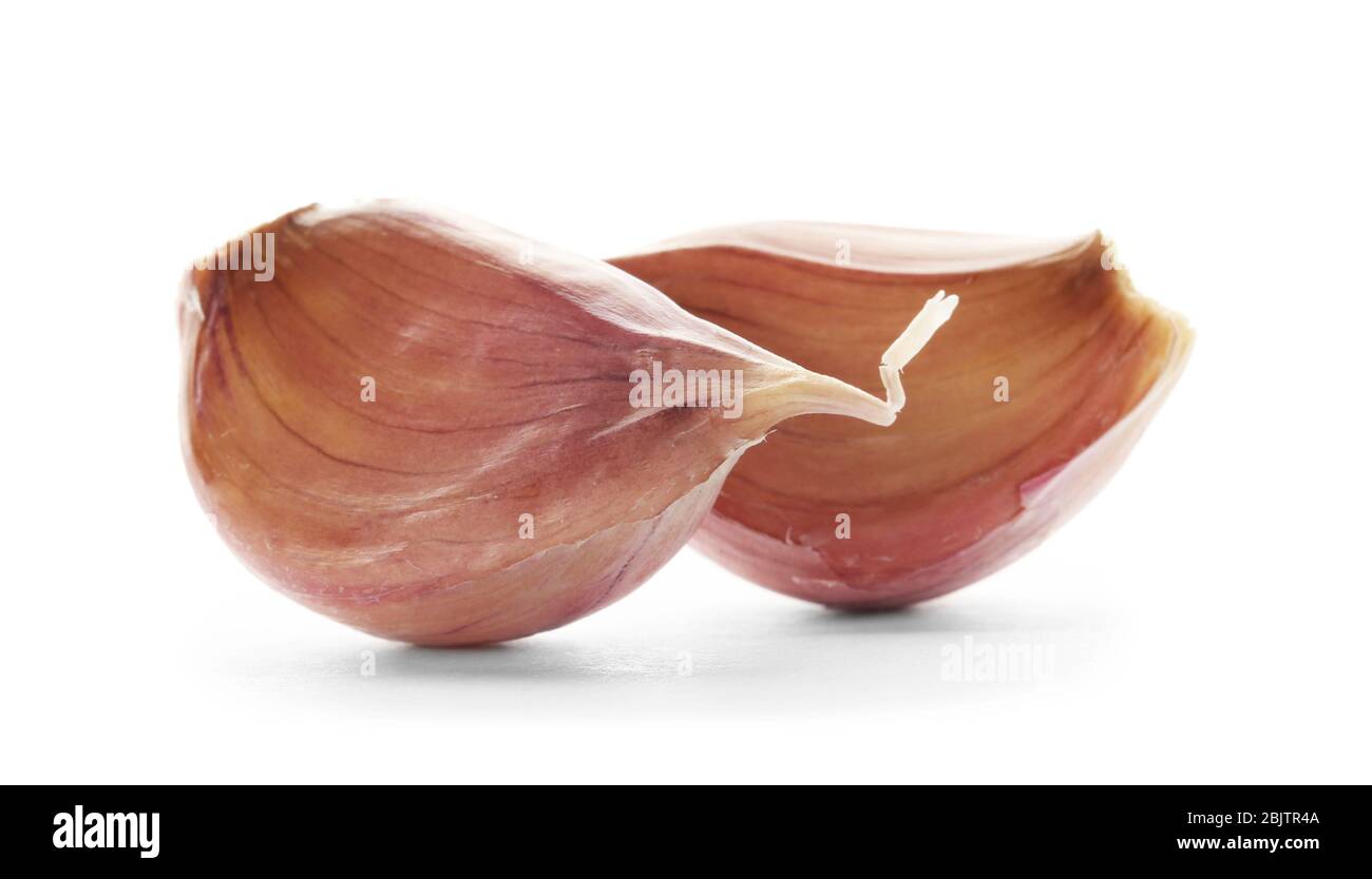 Fresh garlic cloves on white background Stock Photo - Alamy