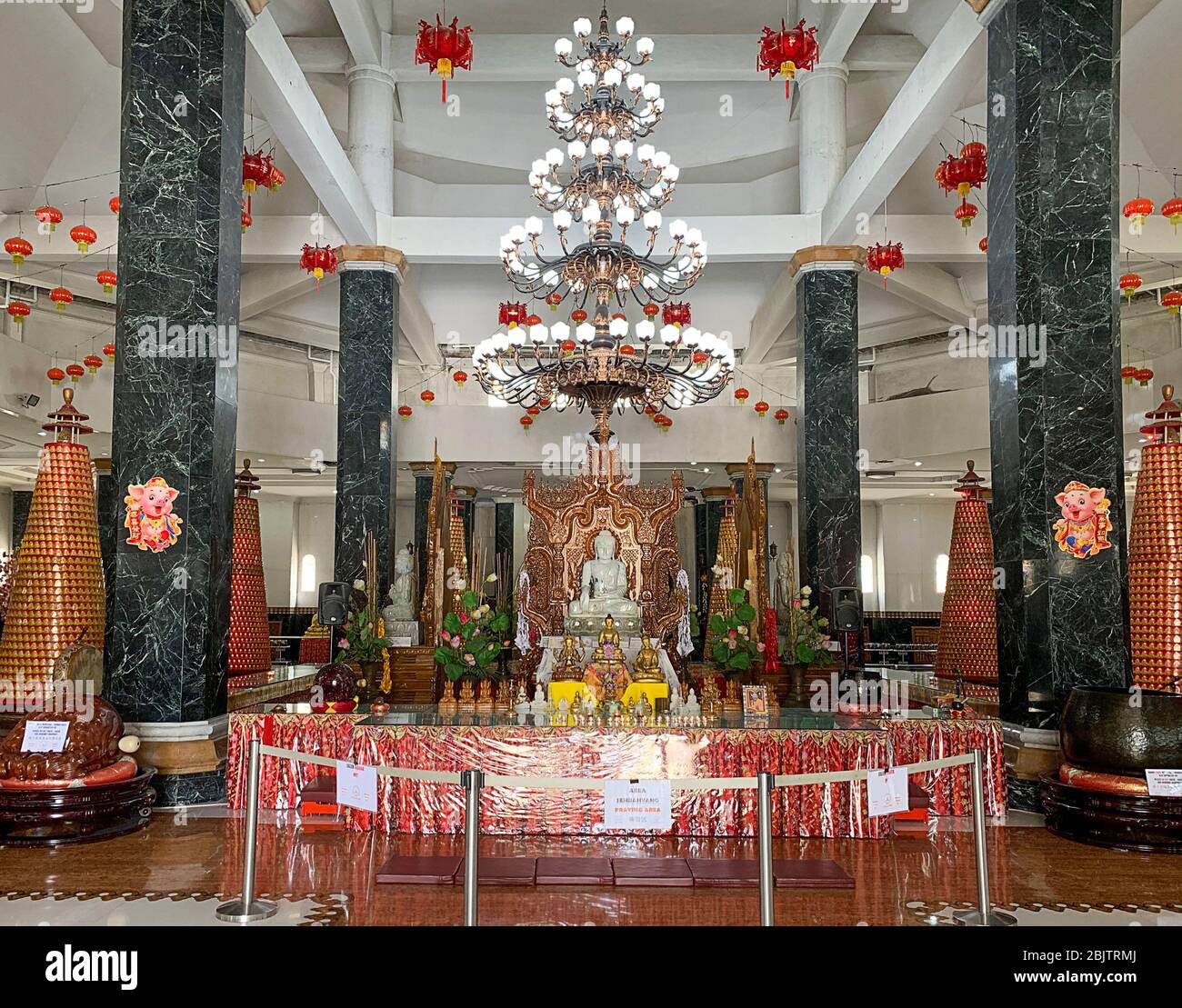 Inside of Taman Alam Lumbini Buddhist Temple in Berastagi Stock Photo