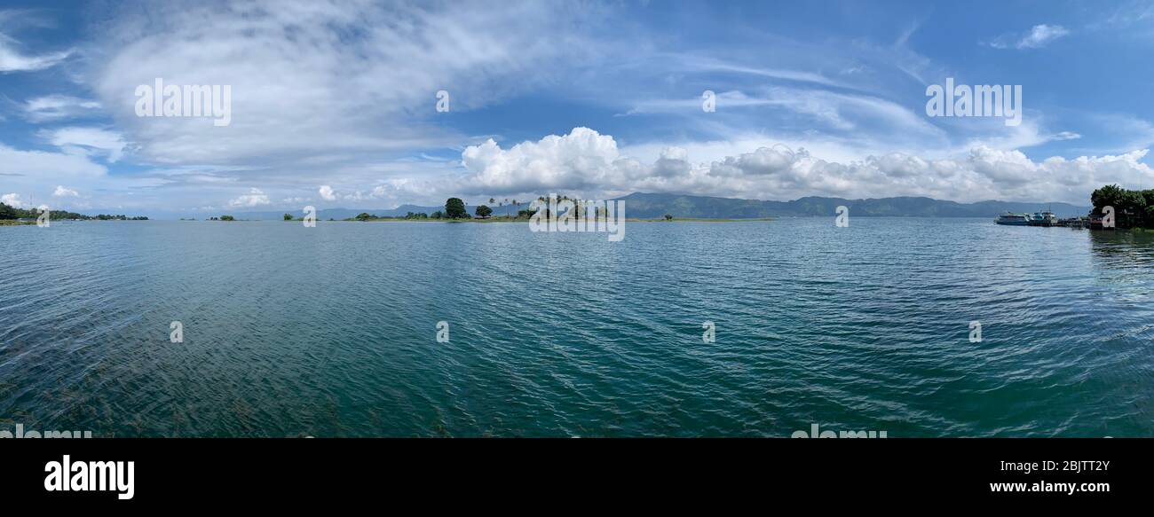 Panorama of Beautiful Toba Lake, Sumatra, Indonesia Stock Photo