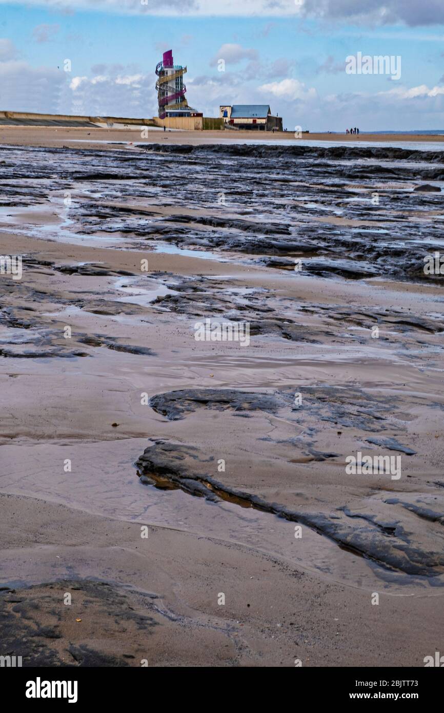 redcar vertical pier and scar rocks sssi, redcar, north yorkshire, uk