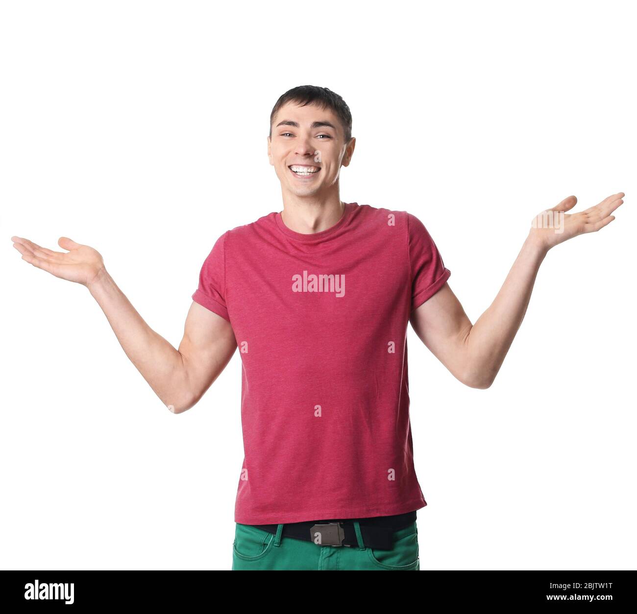 Portrait of handsome young man on white background Stock Photo - Alamy