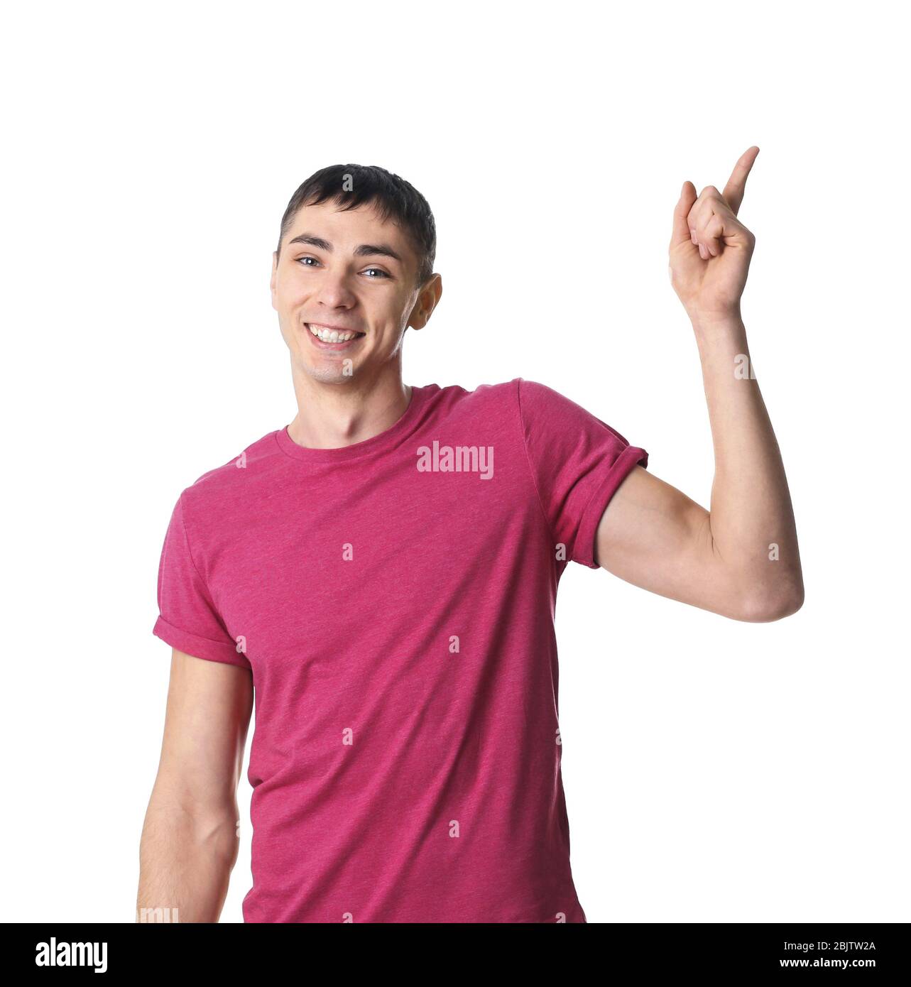 Portrait of handsome young man on white background Stock Photo - Alamy