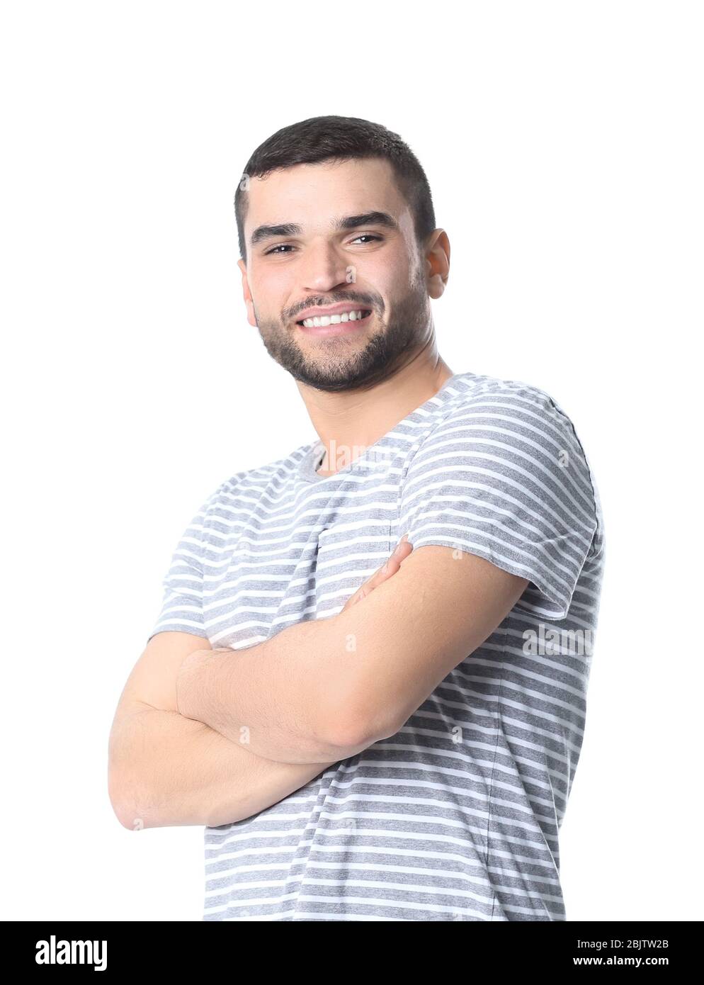 Portrait of handsome young man on white background Stock Photo - Alamy