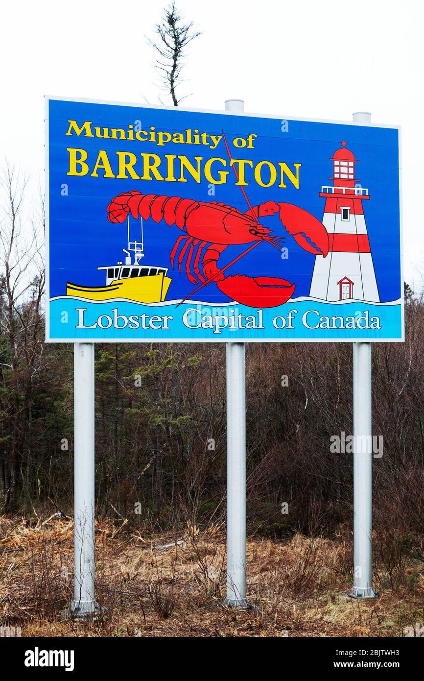 A sign on the boundary of Barrington, Nova Scotia, Canada. It shows a